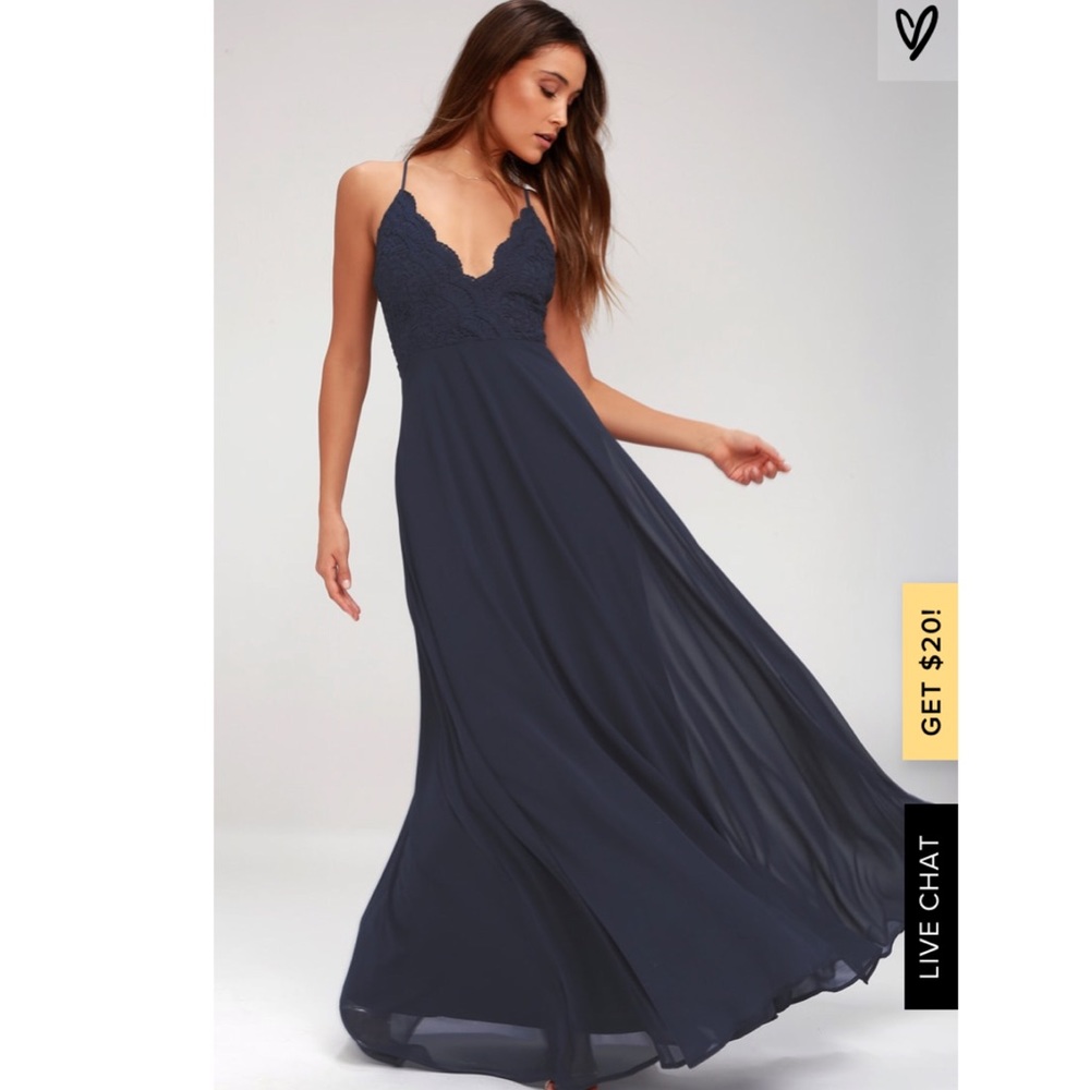 Lulu’s Madalyn Navy Blue Lace Maxi Dress